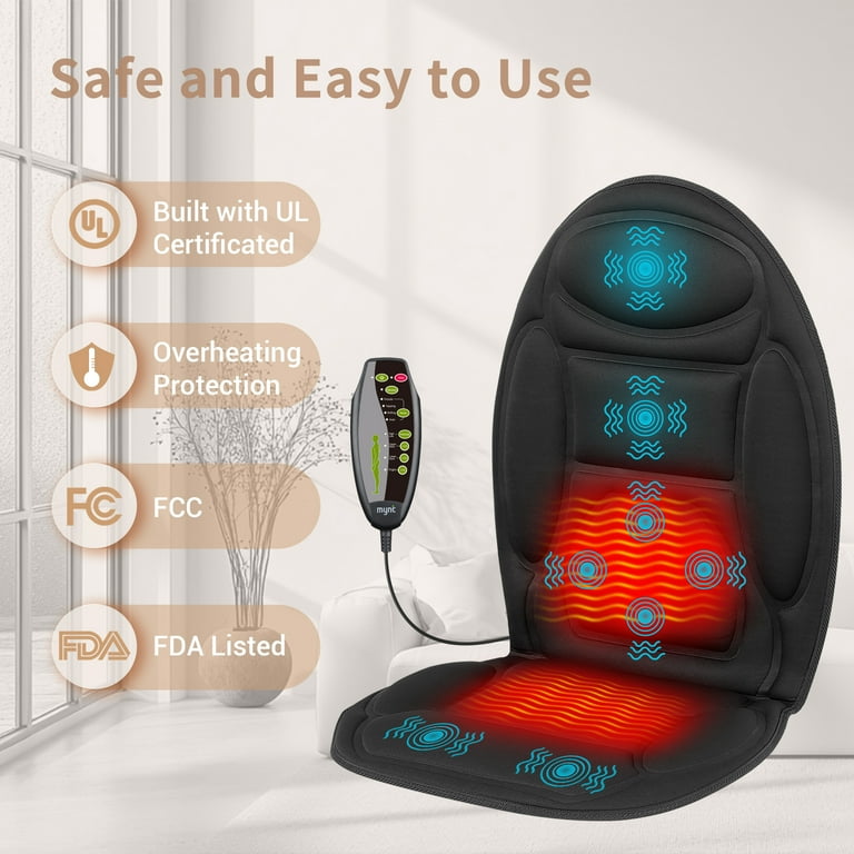 are vibrating back massagers safe Mynt Back Massager Seat Cushion Massager with Heat, 8 Vibration Massage  Nodes Massage Chair Pad for Home Office Chair