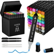 Alcohol Markers 48 Colors Dual Tip with Carry Case - Blending Art Pens for Drawing, Sketching, Adult Coloring Books & Comics