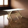 thumbnail image 6 of Tia 79 Inch Dining Table, Rectangular Tempered Glass Top, Gold, Clear, 6 of 6