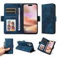 thumbnail image 4 of for iPhone 16 Wallet Case, Pattern PU Leather Purse Phone Case with [Credit Card Slots] [Wrist Strap] Flip Stand Shockproof Full Body Protective Cover for iPhone 16, Blue, 4 of 10