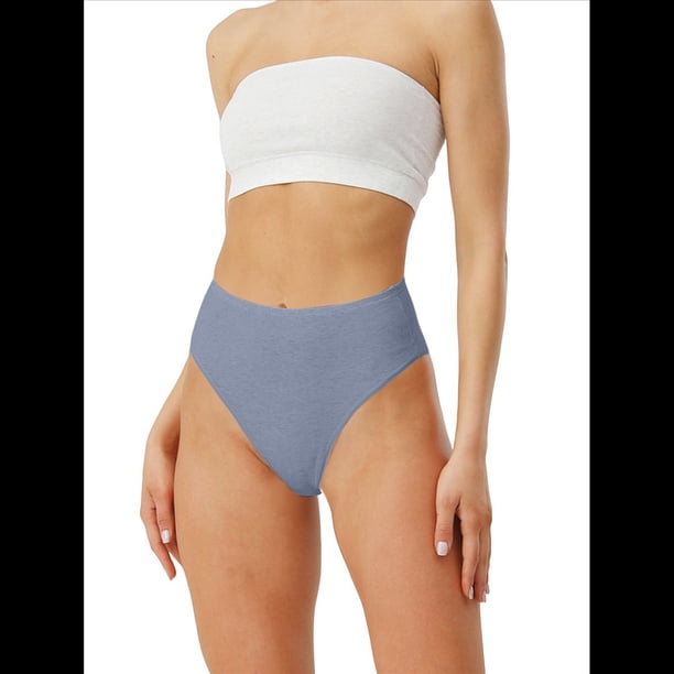 Braguitas de Algodón para Mujer, Talla Grande, con Medias Caderas, Cintura Alta, Color Liso, con Abertura Alta. Azul Niebla XXL