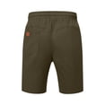 thumbnail image 6 of Twczz Mens Cotton Linen Shorts with Pockets- Relaxed Fit Casual Elastic Waist Drawstring Summer Beach Shorts Army Green Size M, 6 of 8