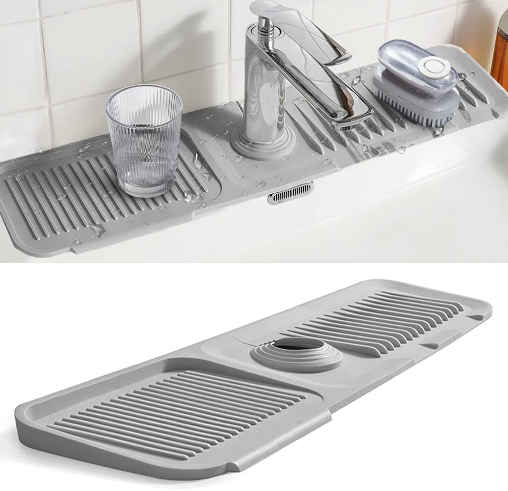 Kitchen Sink Splash Guard Silicone Tray, Dish Soap Dispenser And Sponge  Holder Mat Behind Faucet, Kitchen Guard Gadgets, Sink Accessories For  Kitchen Bathroom, Household Supplies - Temu