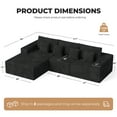 thumbnail image 4 of Hawsaiy 111" L-Shaped Corduroy Modular Sectional Sofa with Chaise, Deep Seat Foam Couch with Removable Pillows, No Assembly, Black, 4 of 9