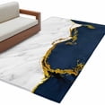 thumbnail image 2 of Navy Blue Gold Marble Washable Area Rugs 3'x5', Abstract Wave Low Pile Throw Living Room Rug Non-Slip Sturdy Edge Binding Carpet for Indoor Entryway Bedside Kitchen, 2 of 9