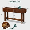 thumbnail image 2 of Solid Wood Console Table with 3 Drawers, 52 inch Entryway Table with Fluted Drawers Wooden Hallway Tables for Living Room Hall Entrance, Cherry, 2 of 8