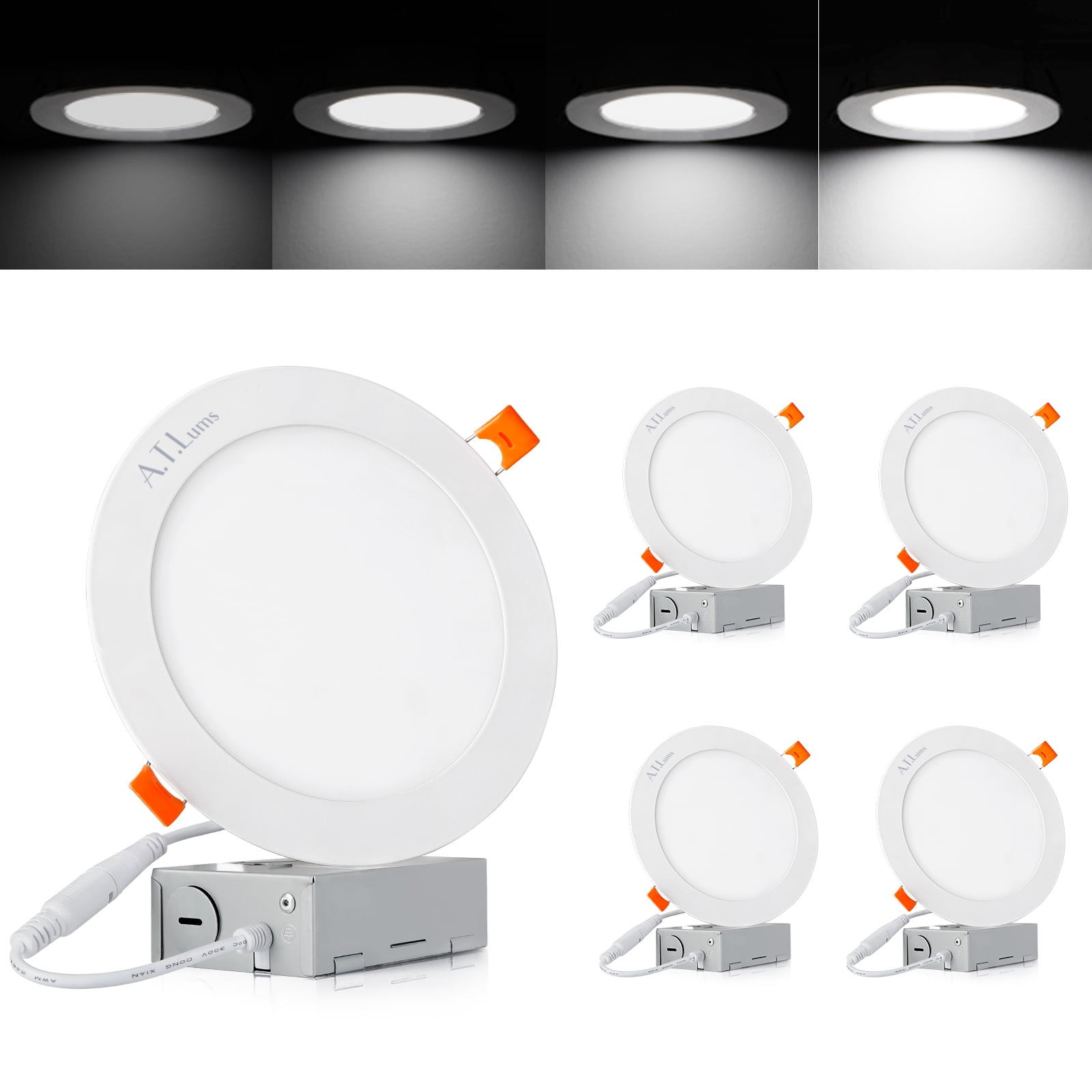 6 inch LED Recessed Lighting, 4 Pack Slim Recessed Downlight with J-Box, 15W Dimmable, 5000K, White - Walmart.com