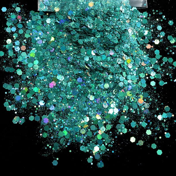 Polvo holográfico para uñas, purpurina brillante para decoración de uñas, esmalte de Gel UV dorado y plateado, 50 g/bolsa