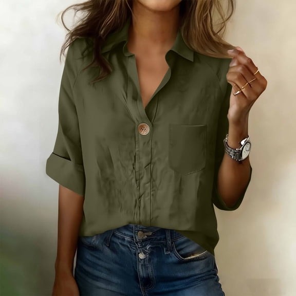 Endives Women's Cotton Linen Shirt Solid Color Long Sleeved Shirt Casual Daily Wear Comfortable Womens Blouse Summer Trendy S-5XL
