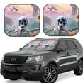 thumbnail image 2 of Picia Mist Sunflower Skull 2 Piece Car Windshield Sun Shade Foldable | Foldable Sun Shield for Front Window Blocks UV Rays and Keeps Your Vehicle Cool-Small, 2 of 7