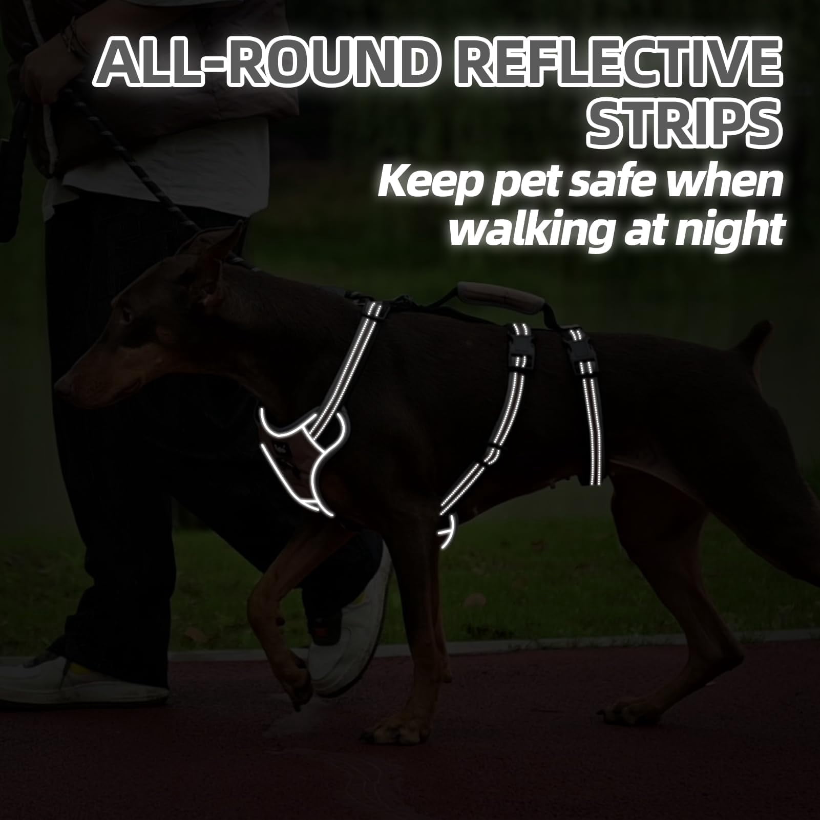 Escape Proof Dog Harness With Padded Handle  No Pull Pet Vest Durable Reflective For Medium Large Dogs Walking And Running Moccasin M