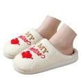 thumbnail image 3 of Wovix Unisex Valentine's Day Slippers Soft Plush Fluffy Warm Home Slippers Indoor Outdoor Slippers Soft Lightweight Plaid Couple Shoes Daily White 37, 3 of 6