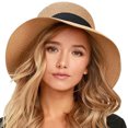thumbnail image 2 of Women Foldable Wide Brim Beach Sun Hat UV Protection Lightweight Outdoor Travel Summer Hat, 2 of 5