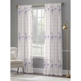 thumbnail image 3 of Purple Flowers Sheer Curtains 84 Inch Length 2 Panels Set, Spring Floral Bows Lines Vintage Beige Voile Window Treatment Rod Pocket Curtains Sheers Drapes for Bedroom/Living Room/Kitchen 52"x84"x2, 3 of 7
