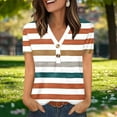 thumbnail image 2 of Charella Women's Summer Tops V Neck Button up Basic Tee Striped Printed Short Sleeve Shirts Casual Loose Fit Clothes (XL, Orange 1), 2 of 7