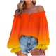 thumbnail image 1 of Top de manga larga con lazo de manga farol elegante con estampado de un hombro para mujer de primavera y otoño Pompotops FGAJ20230, 1 of 5
