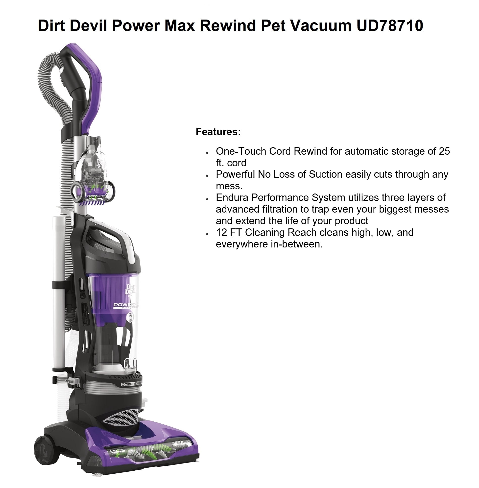 Dirt Devil Power Max Rewind Pet UD78710 