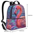 thumbnail image 4 of Lsque Digital Flamingo Vibrant Art Pattern Backpack – School Travel Canvas Daypack with Ergonomic Padded Straps, Multiple Compartments & Leather Handle, 4 of 5