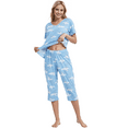 thumbnail image 4 of SOMER Womens Pajama Sets Cotton Pj Set Short Sleeve Top With Capri Pants Sleepwear 2 Piece Lounge Set, 4 of 6