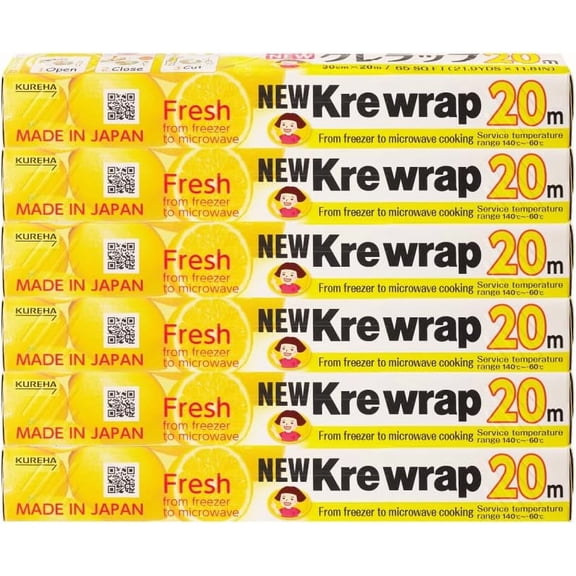Krewrap Plastic Cling Wrap, Pack of 6, 65 sq ft. Per Roll, Clear