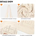 thumbnail image 4 of Omlopp Crochet Tote Bag for Women Cute Crochet Mesh Beach Tote Summer Vacation Aesthetic Boho Knit Bag for Women Shoulder（Beige）, 4 of 6