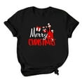 thumbnail image 7 of Abcnature Merry Christmas Tree T-Shirt Women's Cute Christmas Gnomies Graphic Tees Holiday Short Sleeve Tshirt Xmas Buffalo Plaid Red T-Shirt For Men Women T-Shirt Black,F L, 7 of 7