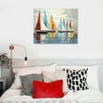 thumbnail image 4 of GOSMITH Colorful sailboats Wall Art Painting: Abstract Boats Reflection Artwork Calm Water Canvas Picture for Living Room, 4 of 4