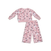 Disney Princess Baby and Toddler Girl Wide Leg Pant and Crew Neck Sweatshirt, 2 Piece Outfit Set, 12 Months-5T