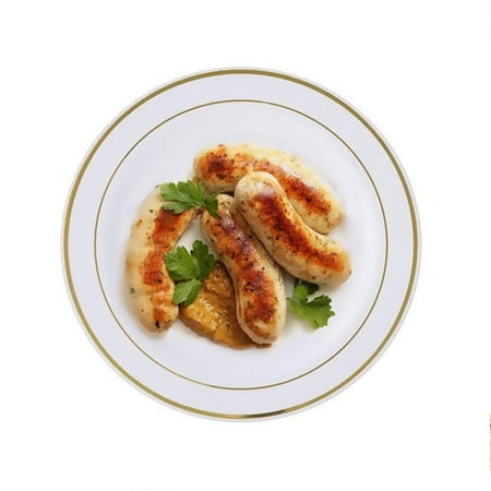 Tres Chic Definition Efavormart 50 Pcs - Gold Trimmed Round Disposable Plastic Plate Dinner Plates for Wedding Party Banquet - Tres Chic Collection ()