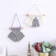 thumbnail image 5 of Tapiz colgante de pared semicircular bohemio de macramé tejido a mano de estilo nórdico con borlas para habitación de niños, dormitorio infantil, A, azul neblina, 5 of 5
