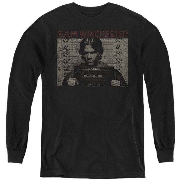 Supernatural - Sam Mug Shot - Youth Long Sleeve Shirt - Medium