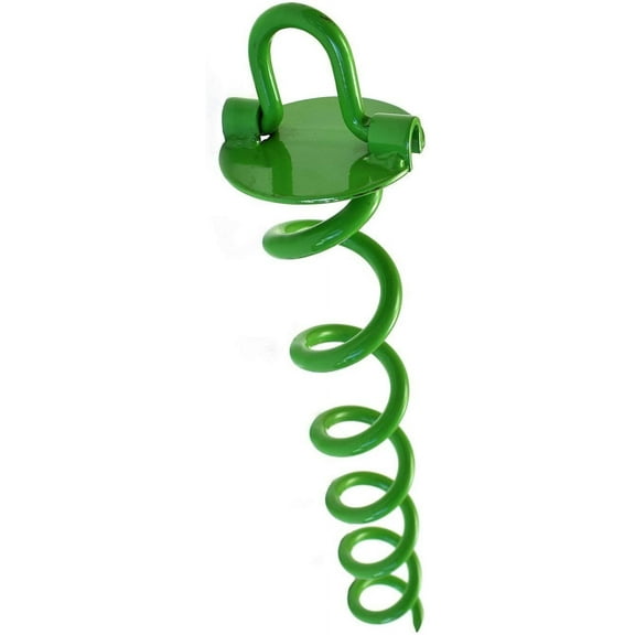 Ashman Online Metal 16 inch Spiral Ground Anchor Green Color - Ideal for Securing Animals, Tents, Canopies, Sheds, Car Ports, Swing Sets (1 Pack)