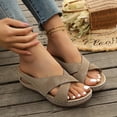 thumbnail image 4 of DIVVce Crisscross Cutout Wedge Slide Sandals For Women Open Toe Slip On Comfort Stitched Casual Footwear, 4 of 7