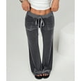 thumbnail image 6 of Velvet Pants Women Lounge Comfy Velour Flare Pants Casual Wide Leg High Waisted Drawstring with Pockets Gray S, 6 of 8