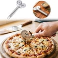 thumbnail image 2 of Tong Stainless Steel Double Wheel Pizza Cutter With Decorative Edge Kitchen Baking, 2 of 6