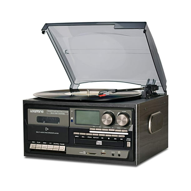 Reproductor de discos LoopTone 9 en 1, casete de CD Bluetooth de 3 velocidades
