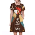 thumbnail image 1 of Disketp Rooster And Chicken para Vestido de Manga Corta para Mujeres, Vestidos de Verano para Mujeres, Casual y Holgado para la Playa, 1 of 6