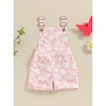 thumbnail image 2 of Bagilaanoe Toddler Baby Girl Short Jumpsuit Sleeveless Flower Print Romper Overalls 12M 18M 24M 3T 4T 5T Kids Short Pants Summer Clothes, 2 of 7