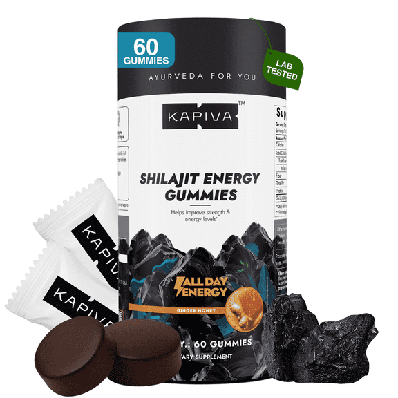 Kapiva Pure Himalayan Shilajit Gummies – 500 mg | 60 Gummies | 30 Days Supply | Up to 70% Fulvic Acid | With 80+ Minerals for Daily Vitality & Wellness | Ginger Honey Flavour