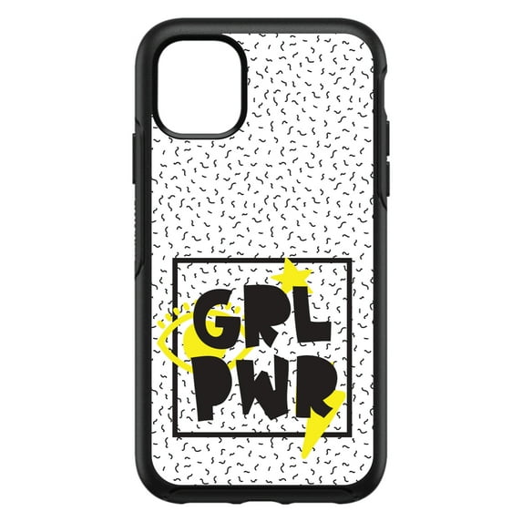DistinctInk Custom SKIN / DECAL compatible with OtterBox Symmetry for iPhone 11 Pro (5.8" Screen) - Girl Power - GRL PWR - Yellow & Black Box