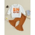 thumbnail image 2 of Bagilaanoe 2Pcs Baby Girl Clothing Sets Toddler Letters Print Long Sleeve Sweatshirt Tops + Flare Trousers 6M 12M 18M 24M 3T 4T Kids Fall Pants Set, 2 of 8