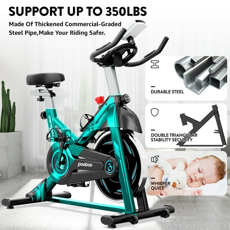Pooboo Indoor Cycling Bike Magnetic Stationary Exercise Bikes Home Cardio  Workout Bicycle Machine 350lb Flywheel Weight 40lbs 