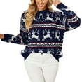 thumbnail image 1 of Chandail de Noël pour Femme Imprimé Cardigan Chaud Duveteux Décontracté Tricot Torsadé Chandail Mode Col Rond Blouse Mi-Longue Fermeture Manteau, 1 of 5