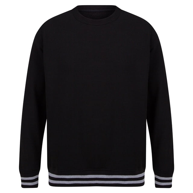Front Row - Jersey de Rayas para Adultos Unisex (Negro, Gris Jaspeado)