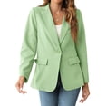 thumbnail image 4 of Womens Button Long Sleeve Suit Jackets Business Casual Solid Color Lady Blazer, 4 of 5