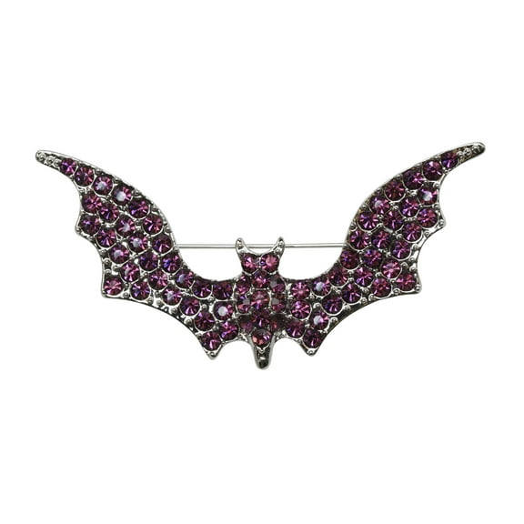 Faship Gorgeous Purple Rhinestone Crystal Bat Pin Brooch