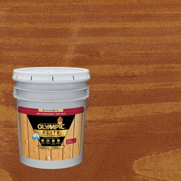 Olympic Elite 5 Gallons ST-2020 Redwood Semi-Transparent Exterior Stain and Sealer in One Low VOC