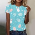 thumbnail image 1 of Warop T-Shirt Décontracté pour Femme avec Imprimé de Pâques, Col Rond et Manches Courtes pour le Quotidien et les Fêtes, 1 of 5