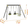 thumbnail image 5 of KEHOMY Metal Double Swing Sets,Two Swing Seats and One Swing Glider,Outdoor Heavy Duty A-Frame Suitable for Playground and Backyard, for Kids of Ages 3-8, Hold up to 440lbs, 5 of 5