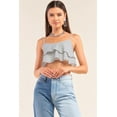 thumbnail image 1 of White And Navy Sleeveless Polka Square Layered Smock Back Cropped Top, 1 of 3